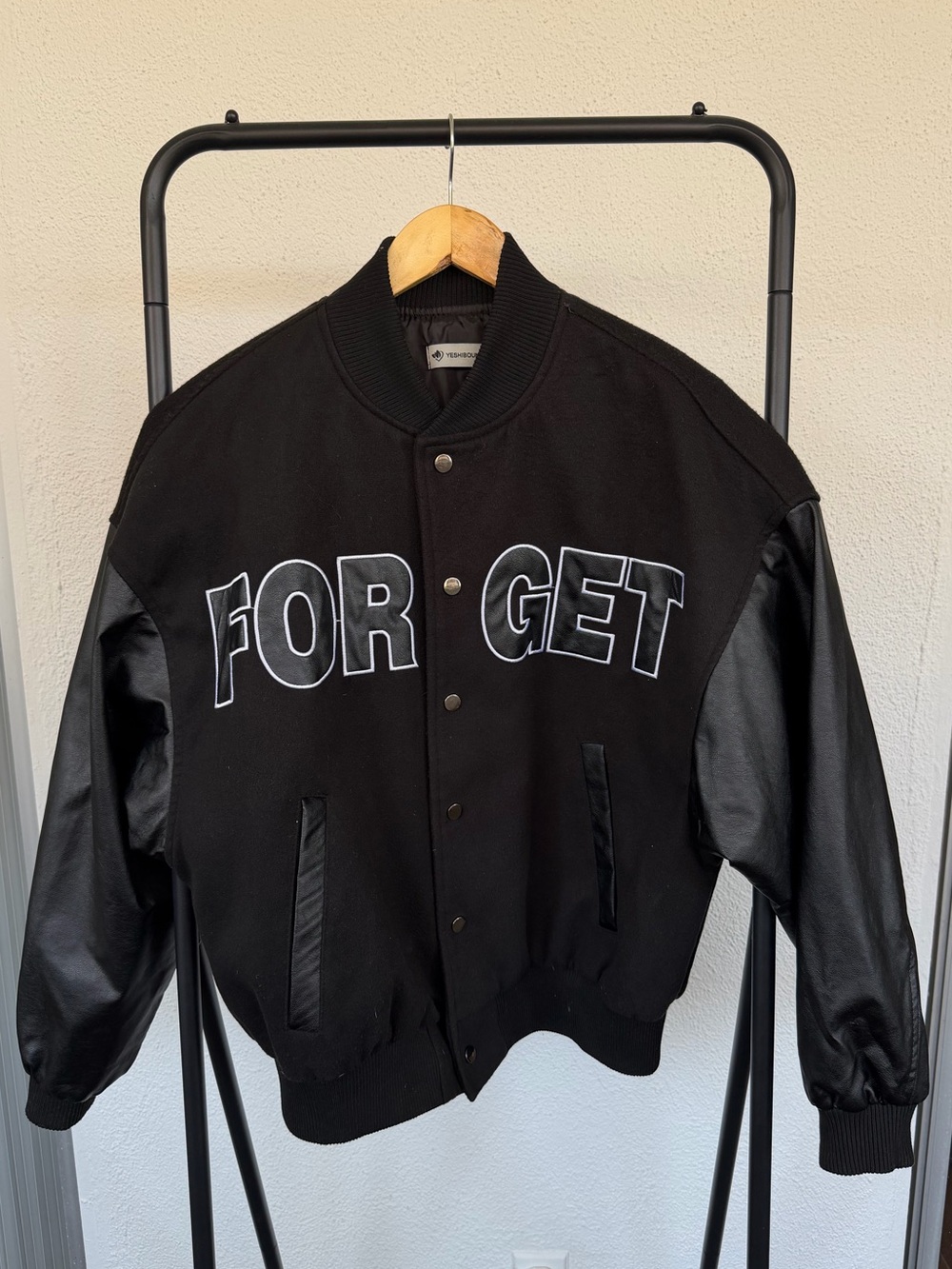 Othr Black 'FORGET' Varsity Bomber Jacket